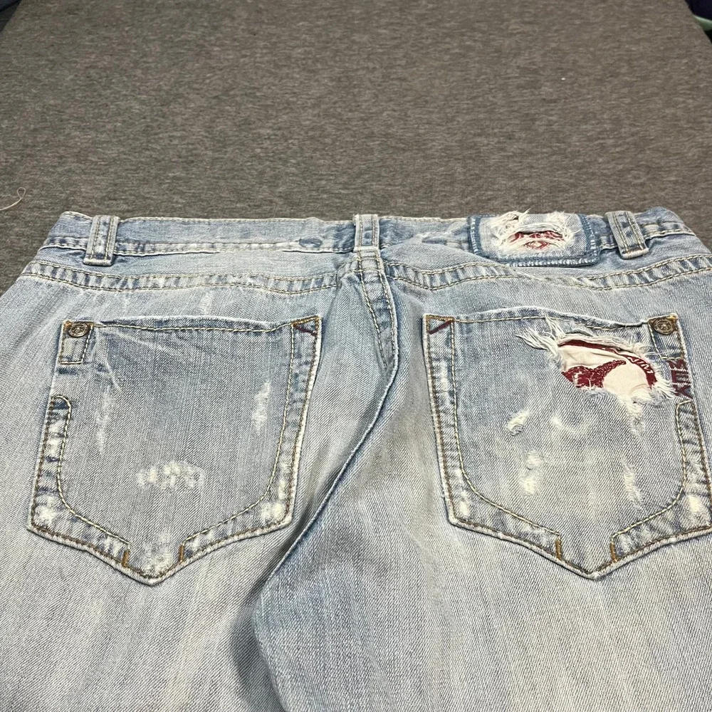 Mek Denim Valencia Bootcut Jeans Mens 38x34 Light Wash Distressed Y2K Relaxed